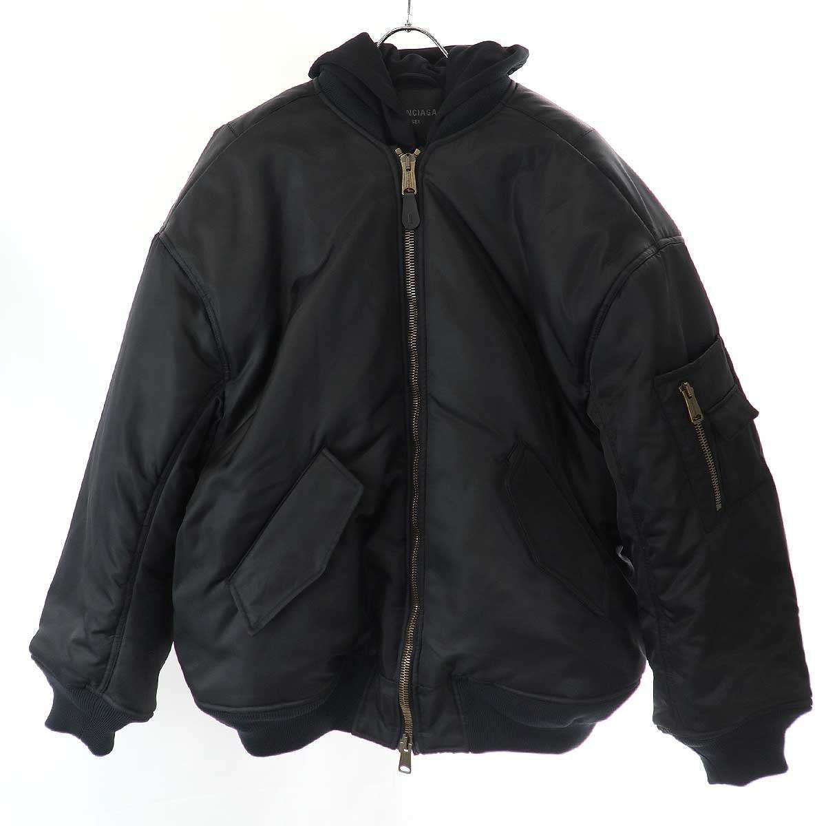 Balenciaga バレンシアガ フーデッドジャケット 黒 46 BALENCIAGA バレンシアガ 23SS Paris All in Bomber Jacket