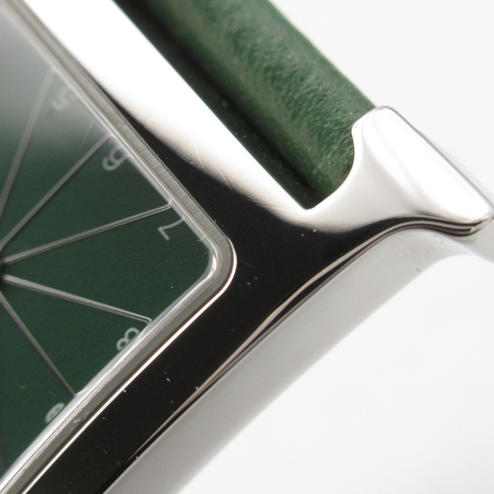 正規品☆HERMES☆稼働ラリー クオーツ レディース腕時計グリーンレザー