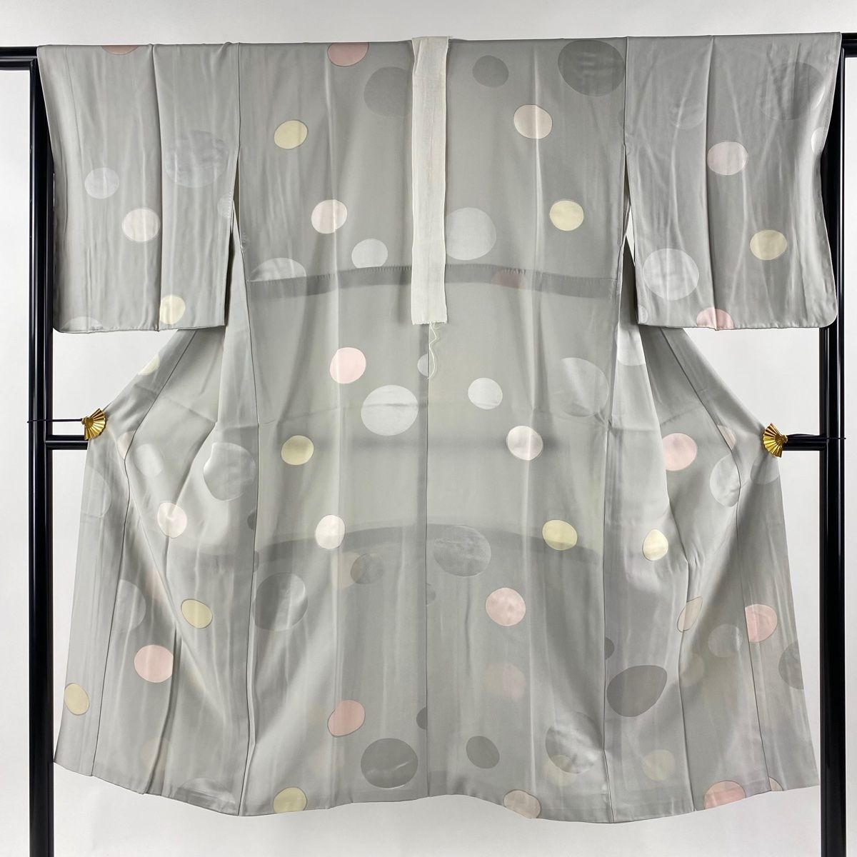 長襦袢 身丈129cm 裄丈65cm M 丸 灰色 正絹 秀品