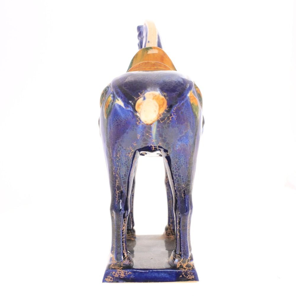 □ 戦馬像 藍釉戦馬 唐三彩 緑釉 景徳鎮窯 馬 像 工芸 美術 置物 全長