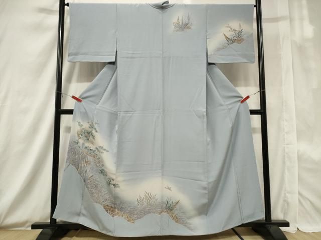 平和屋着物＊夏物 訪問着 絽 流水花鳥文 正絹 逸品 AAAX7807jd