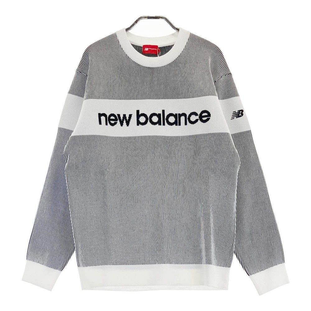 サイズ：4 NEW BALANCE GOLF ニューバランス 2024年モデル ニットセーター ストライプ柄 ホワイト系 [240101388580] ゴルフウェア メンズ ストスト