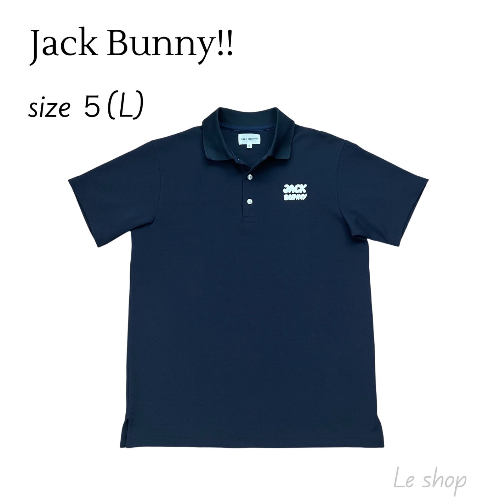 Jack Bunny!! ジャックバニー 半袖ポロシャツ Lサイズ ネイビー ゴルフ