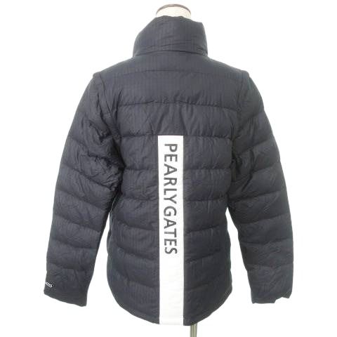 パーリーゲイツ PEARLY GATES 23AW 2WAY ダウンジャケット ナイロン ロゴ 厚手 4 約Mサイズ 紺 ネイビー