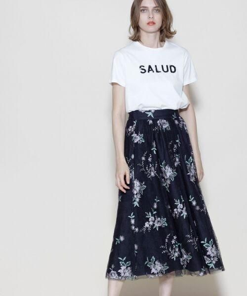 396t グレースコンチネンタル フラワーチュール刺繍スカート