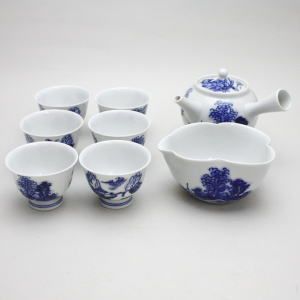 煎茶道具 煎茶器】 煎茶器セット 京焼き 染付煎茶器 平安清昌作（加藤 