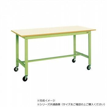 サカエ 軽量作業台 抗菌加工 キャスター付 ポリエステル天板 グリーン 1800×600×900mm KH-68IGB
