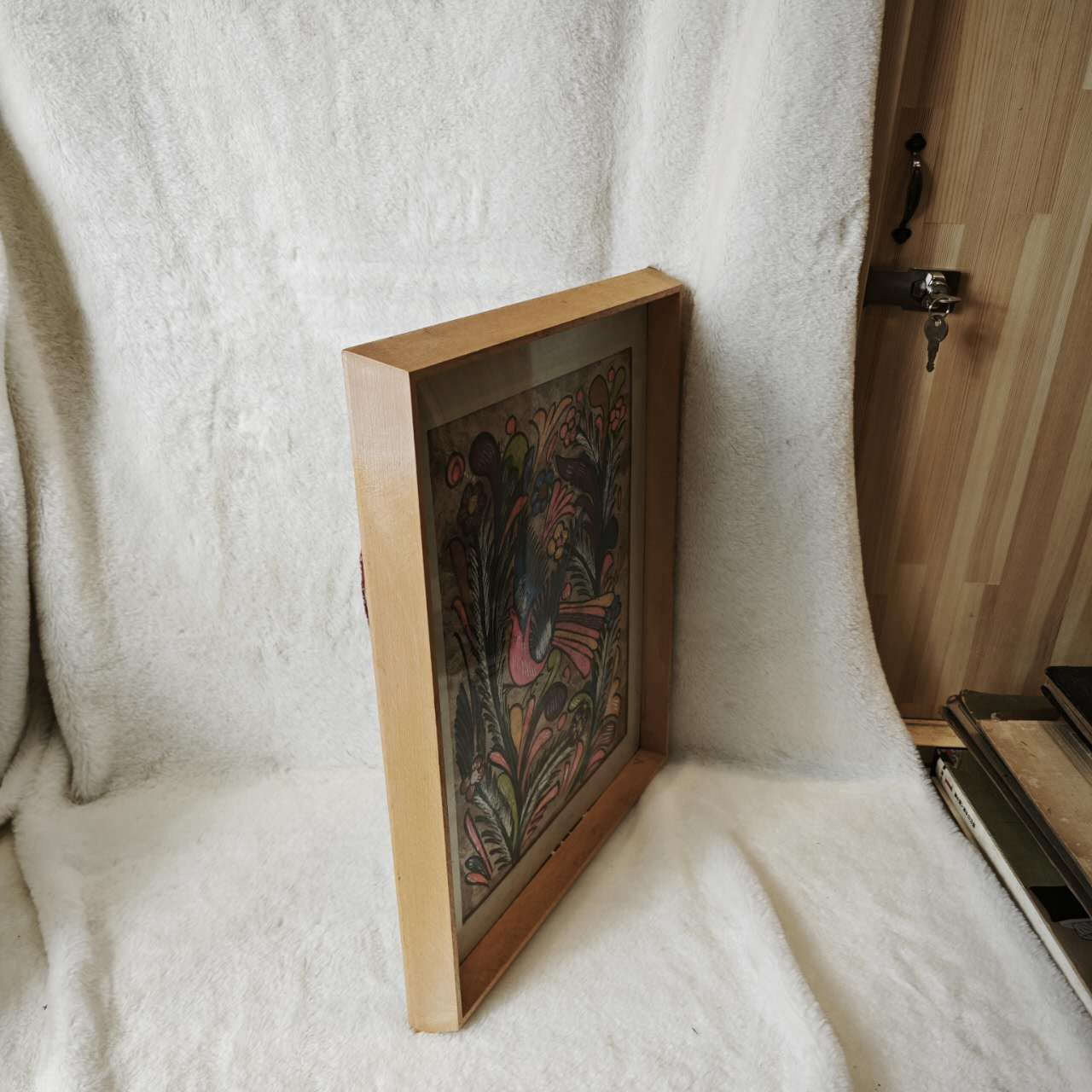 アマテ紙のフォークアート|木額装|壁飾り