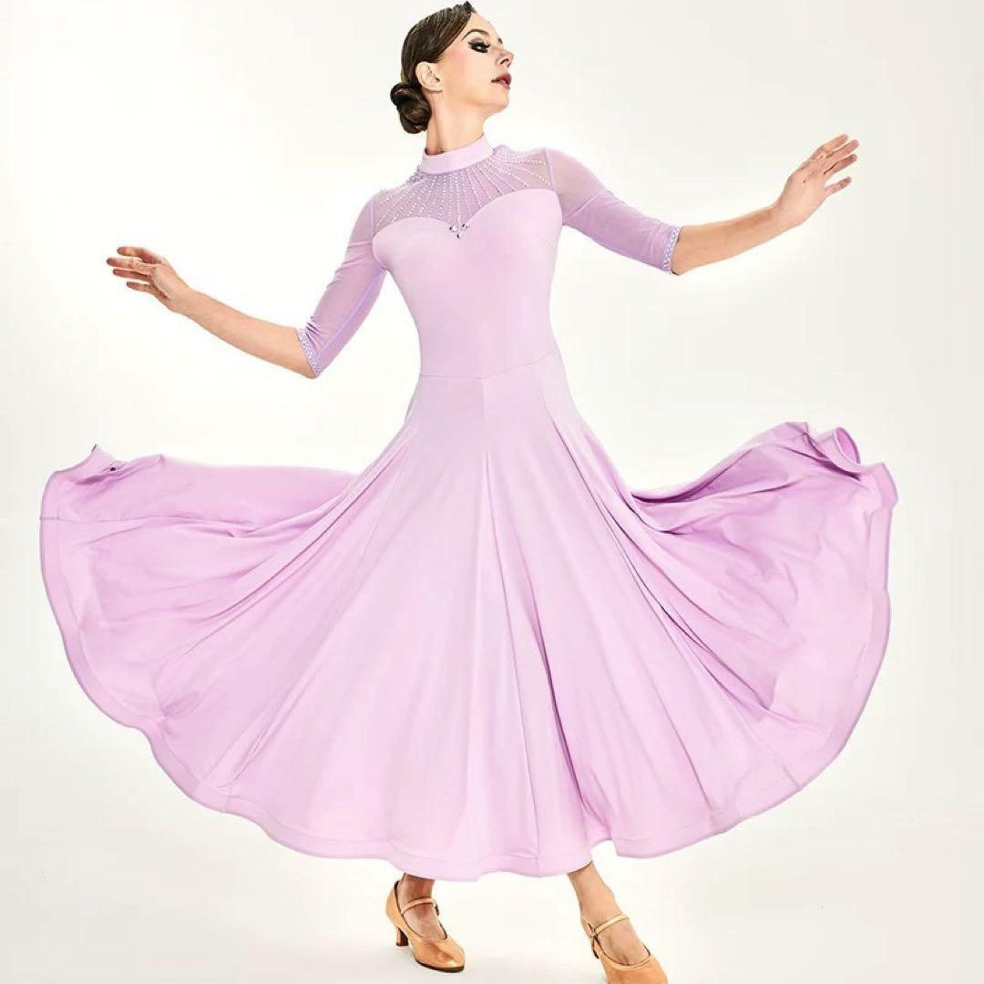 魅力溢れるストーン付スタンダードドレス✨華やかダンスパーティーにおすすめ 魅力溢れるストーン付スタンダードドレス✨華やかダンスパーティーに