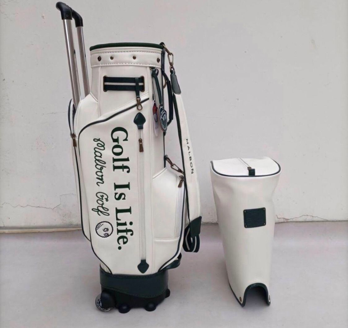 マルボンゴルフ キャディバッグ キャスター型 ホワイト Malbon マルボンゴルフ キャスター型 キャディバッグホワイト ゴルフバッグ