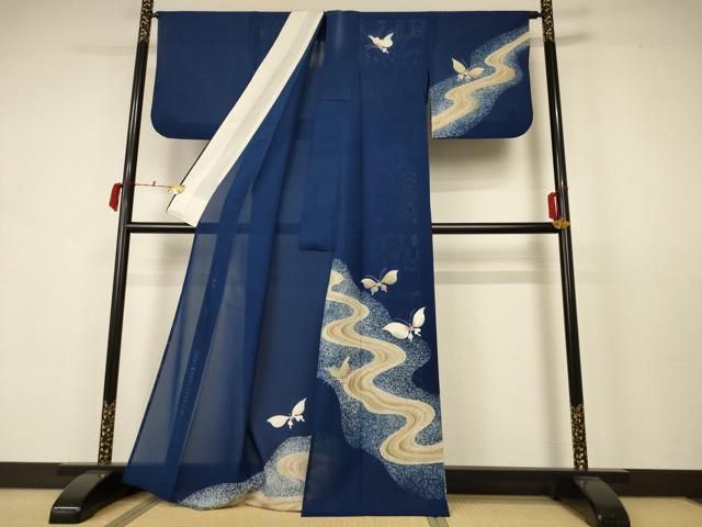 平和屋着物＊夏物 訪問着 絽 舞蝶文 正絹 逸品 AABB6712jd