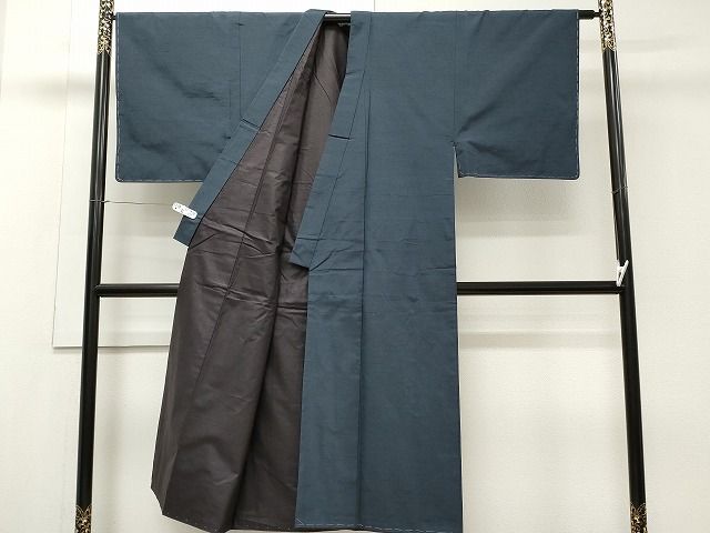 平和屋1■男性　紬　アンサンブル　藍鉄色　逸品　CAAG8248ev