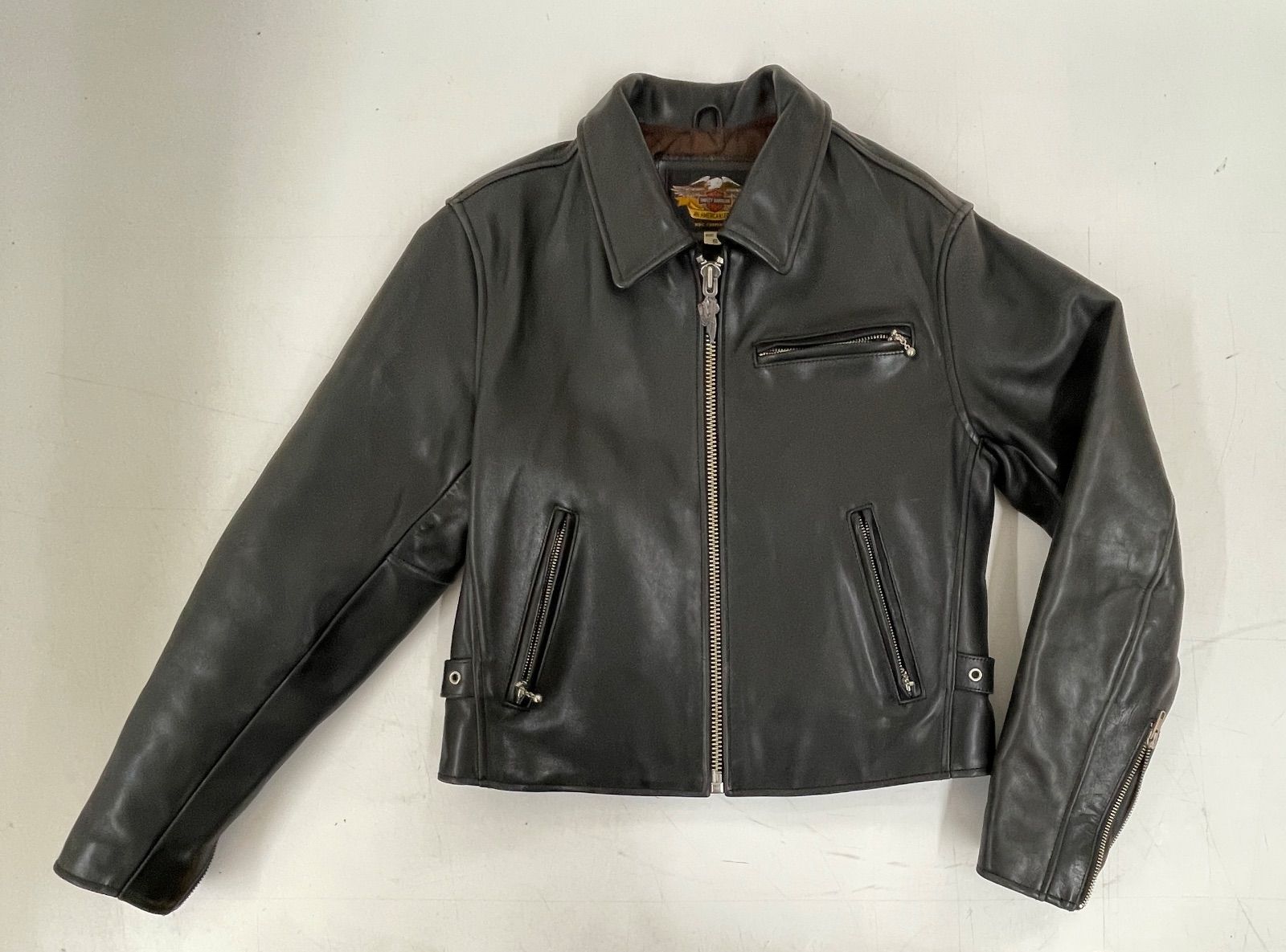 ハーレーダビッドソン 牛革シングルライダースジャケット 中古品 S 
