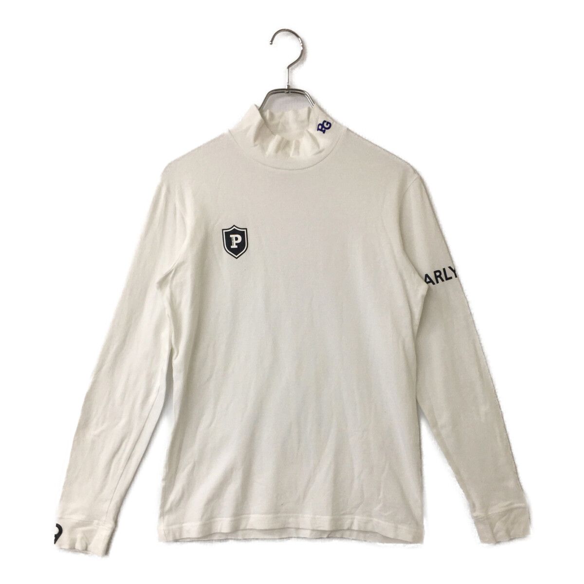 中古 メンズ パーリーゲイツ PEARLY GATES 長袖シャツ 5(L) 白 ホワイト モックネック シンプル ストレッチ