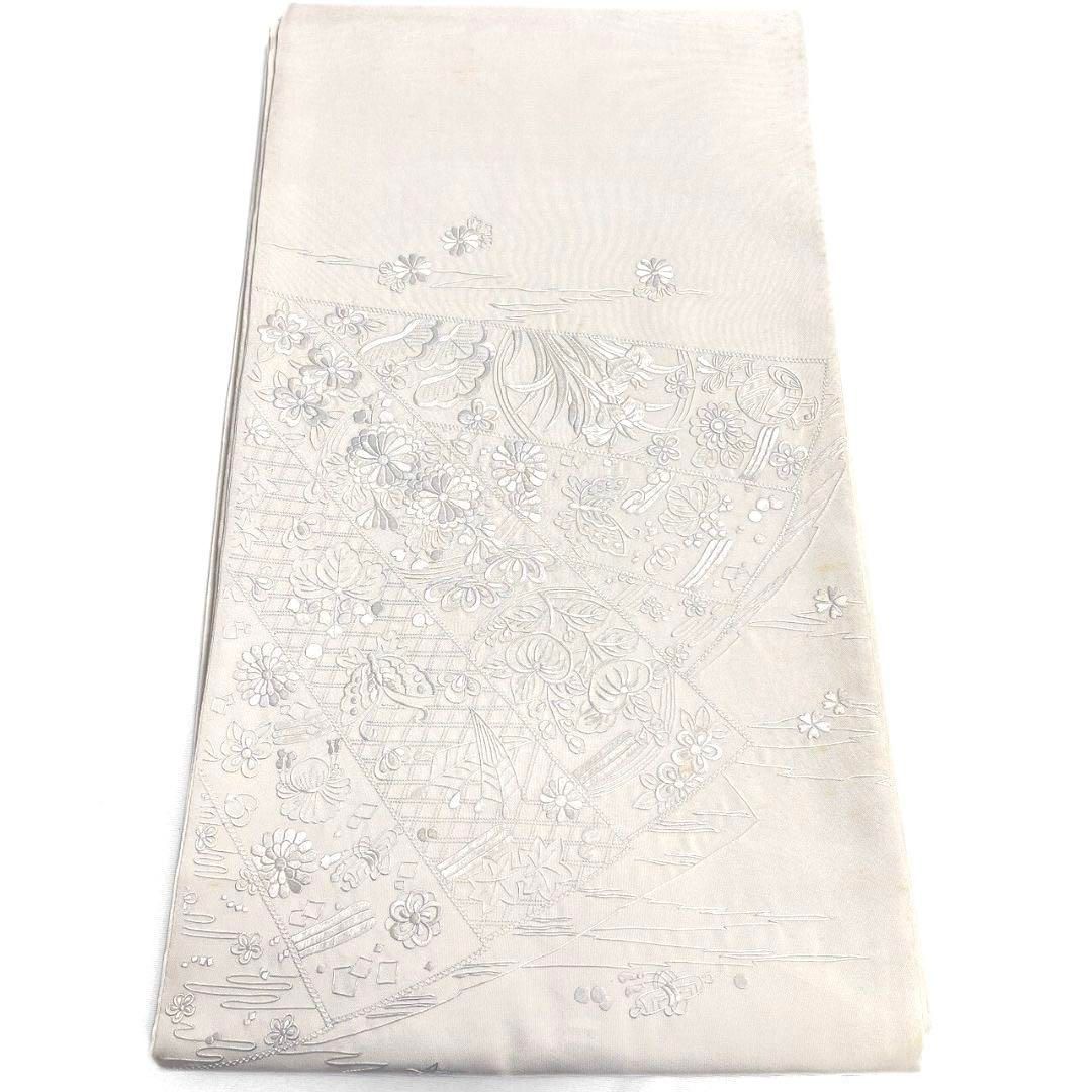 袋帯 刺繍 菊花 桐の花 菖蒲 霞 宝尽くし 着物 103b p