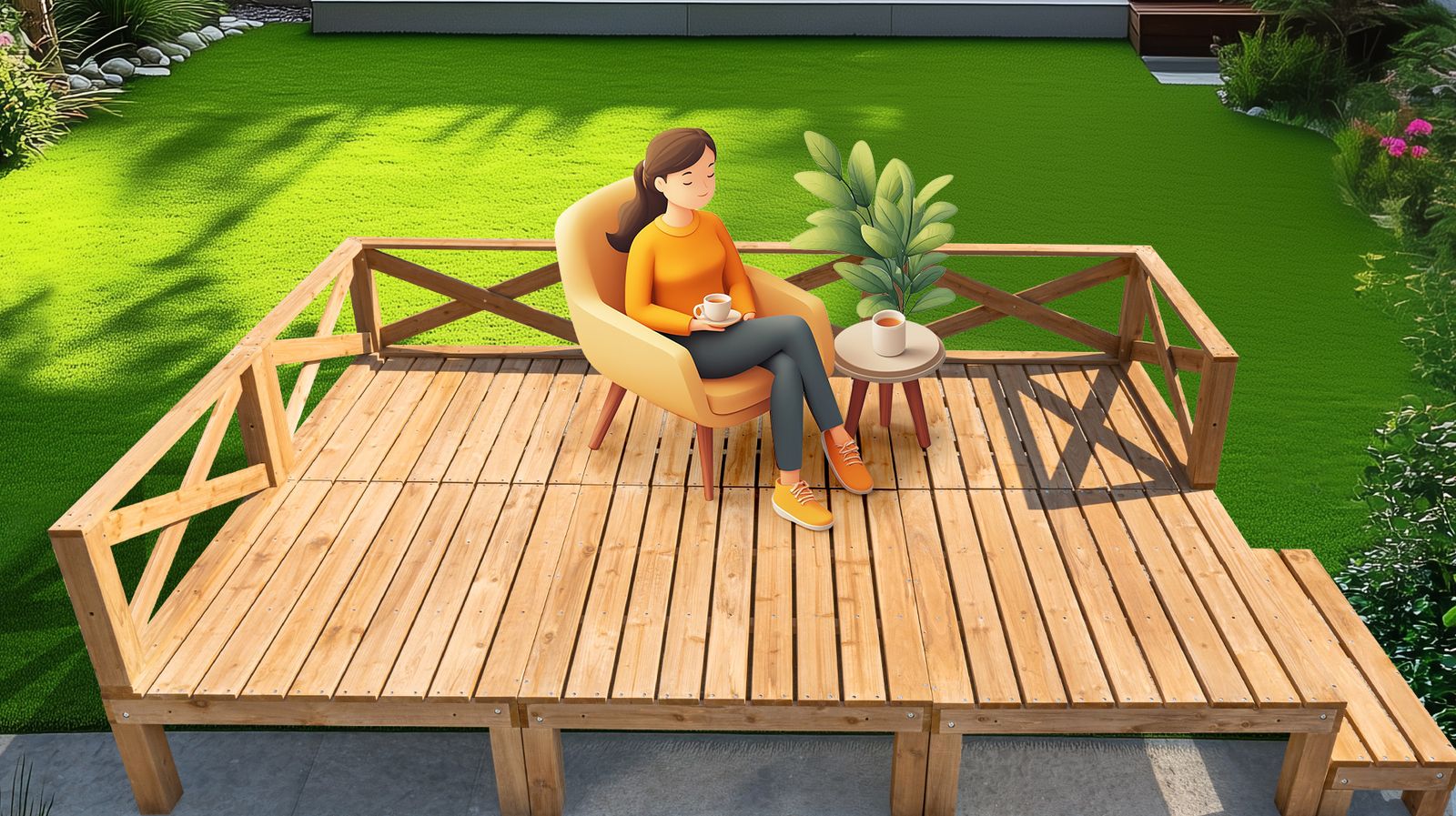 8%割 天然木ウッドデッキキット 13点セット 自由組み合わせ