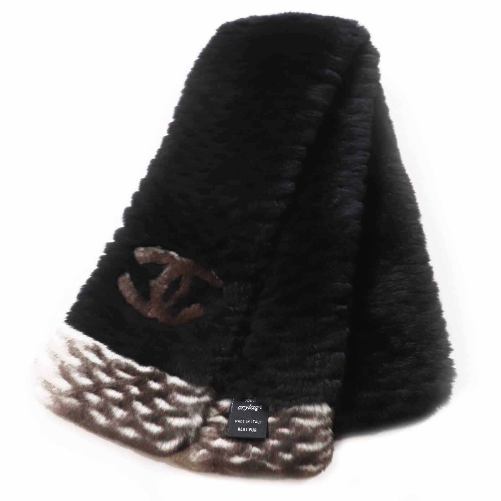 極美品◎CHANEL シャネル 16B オリラグ ココマーク ファーマフラー