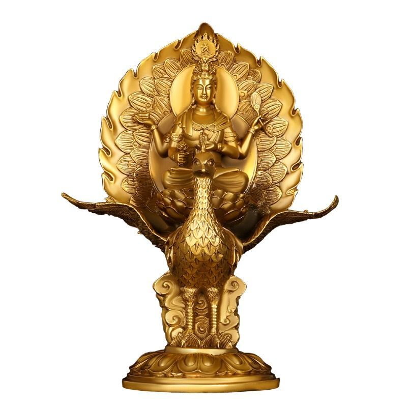 定番人気,安い 孔雀明王 黄金 金色 置物 オブジェ 仏像 神様 インテリア リビング 玄関 昇運 風水 置物 縁起物 魔除け 仕事運 出世運 対人運 金運 開運 幸運 愛情運 財運