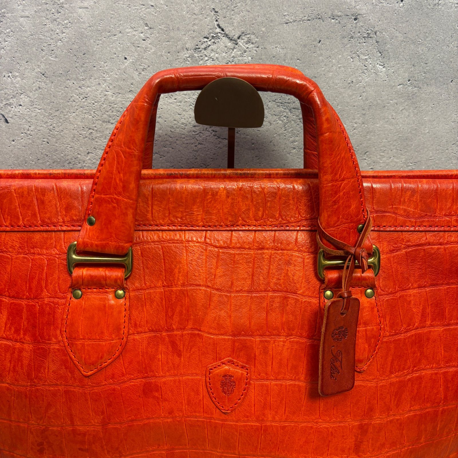 ✨Felisi フェリージ 1824 ブリーフケース✨ レッド クロコ型押し