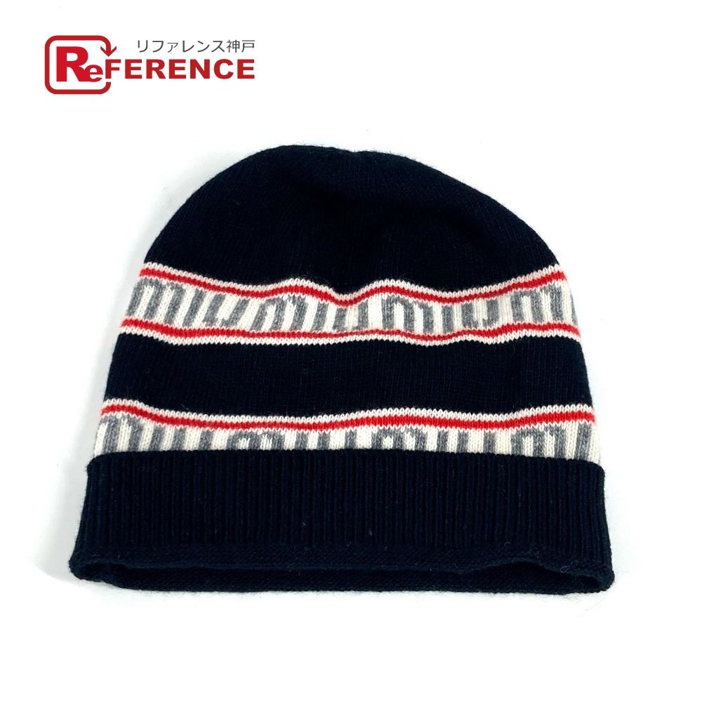 MIUMIU ミュウミュウ ニット帽 ロゴ ウール ブラック - メルカリ