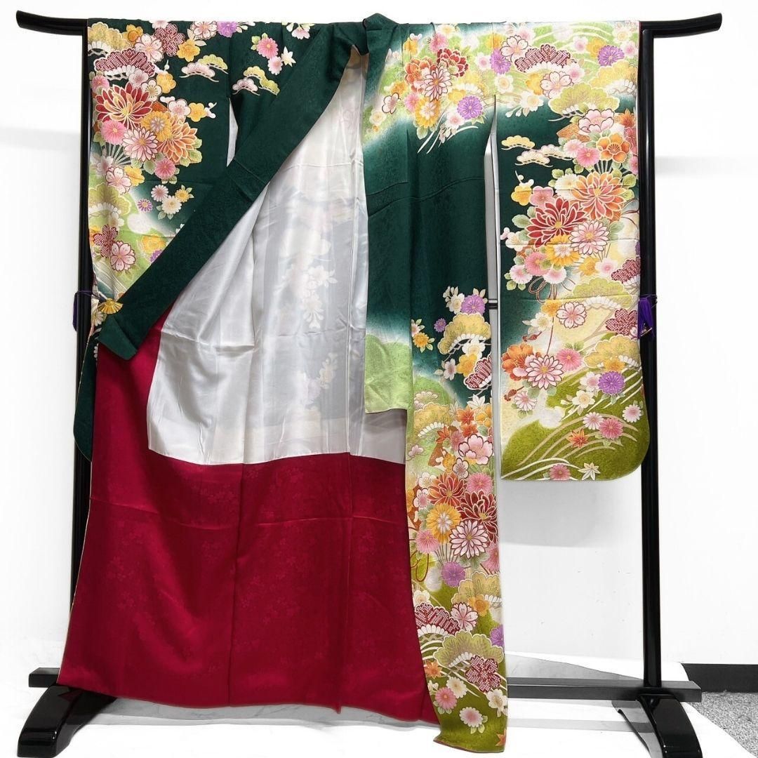 振袖 金駒刺繍 牡丹 鞠 枝垂れ桜 花模様 成人式 晴れの日 着物 045a p