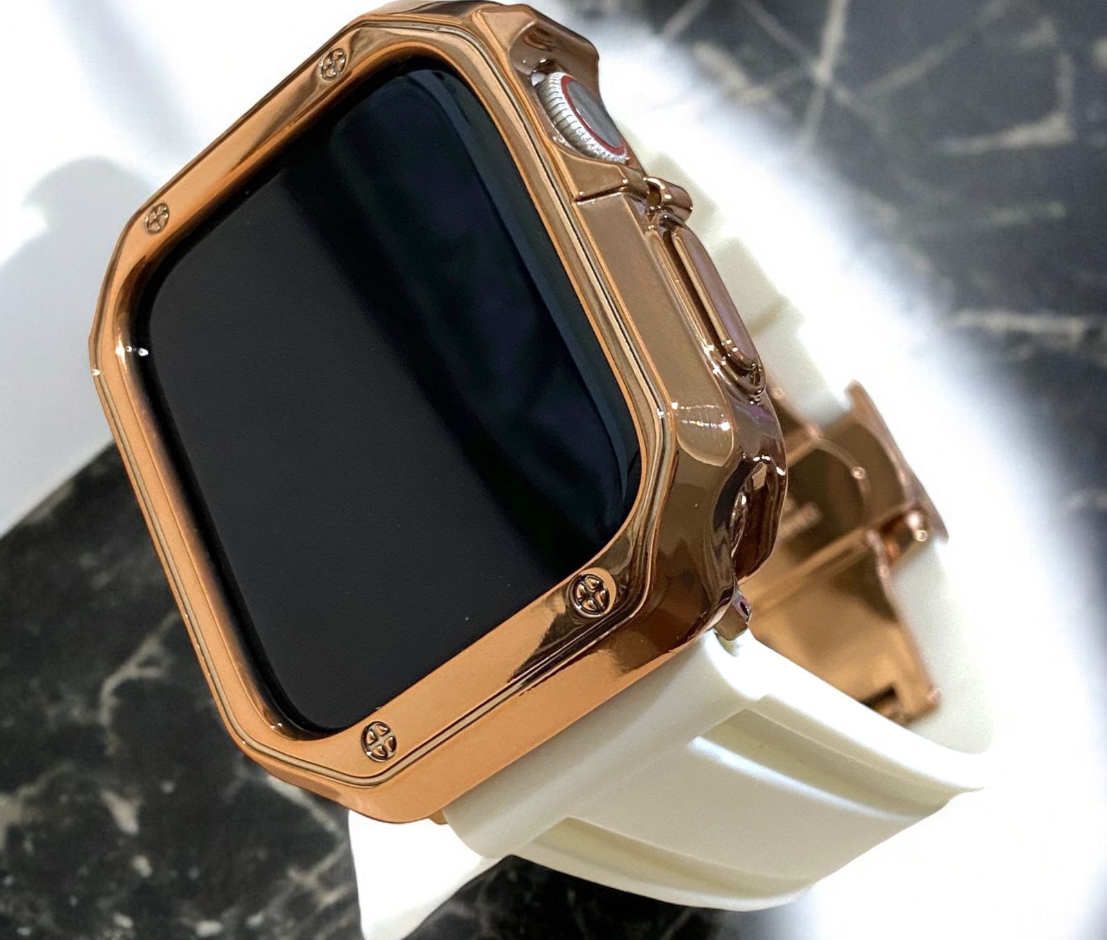 Apple WatchフレームカバーTPUケースand ラバーベルトカスタムバンドセット 38.40.41.42.44.45.446 9ultra ウルトラ 121