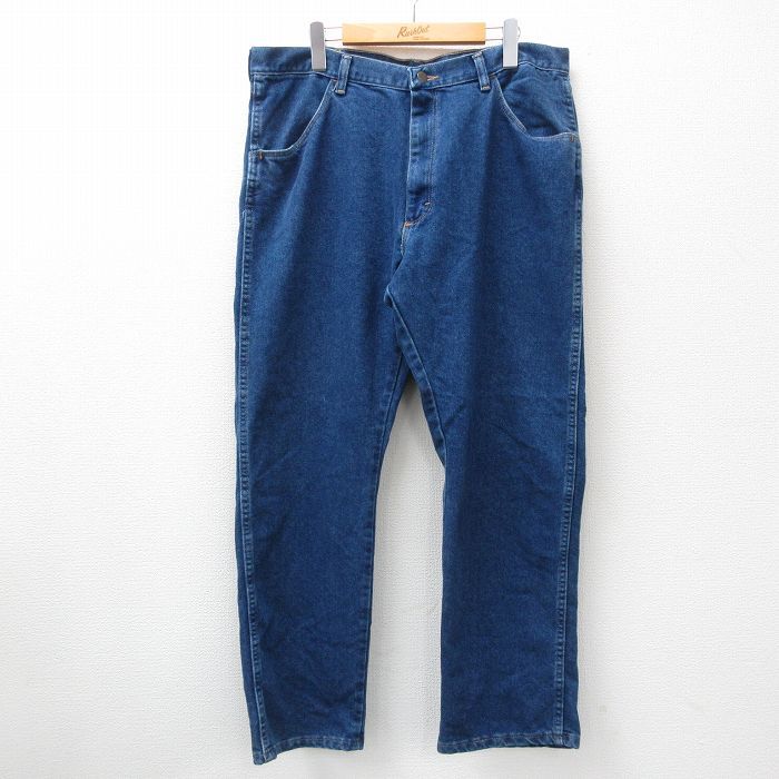W38/古着 ラングラー ジーンズ メンズ 00s 濃紺 ネイビー デニム 24sep19 中古 ボトムス ジーパン Gパン ロング パンツ