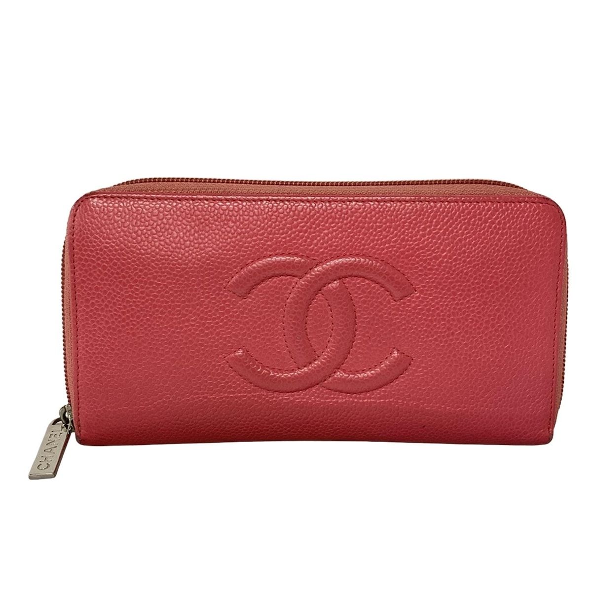 CHANEL シャネル 長財布 - ピンク ラウンドファスナー|シルバー金具