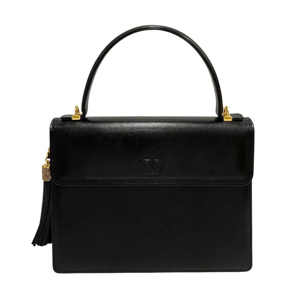 極美品　ヴァレンティノガラヴァーニ　Ｖロゴ　カーフレザーショルダーバッグ　黒 Valentino Garavani ロコ レザーショルダーバッグ | ブラック