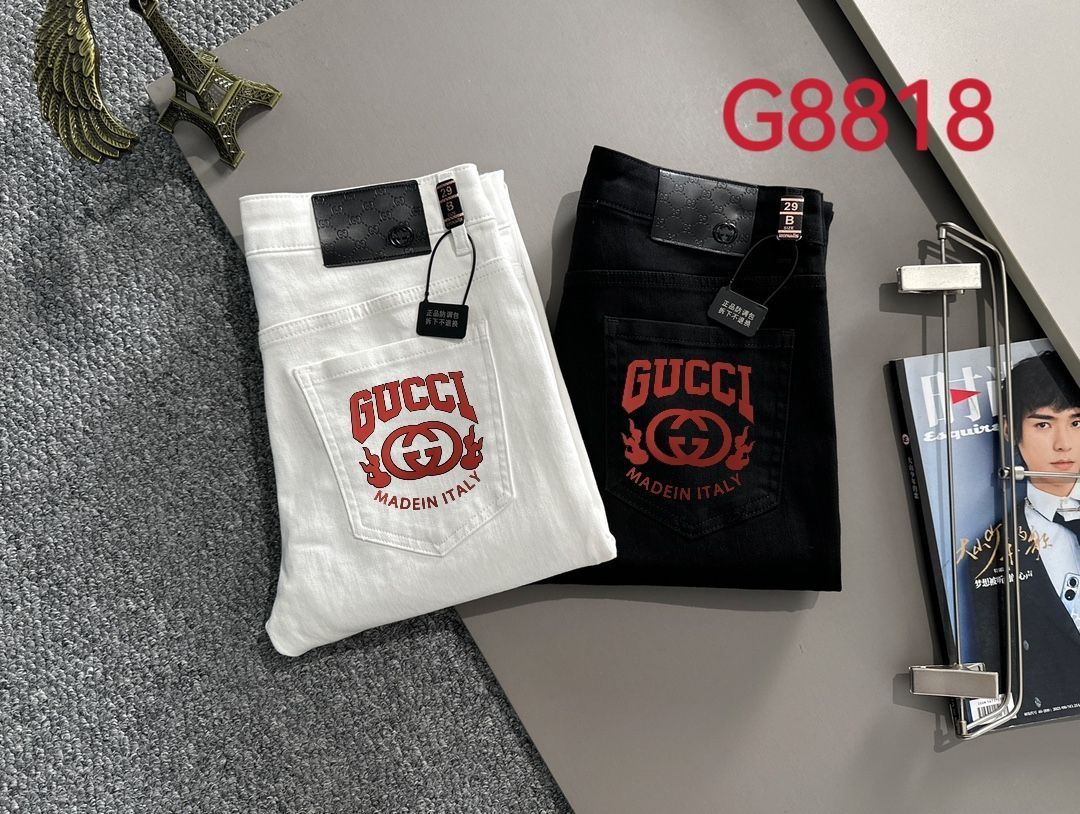 凄！！新品未使用■GUCCI ジーンズ 折り返し付き デニム パンツダークブルー | GUCCI公式