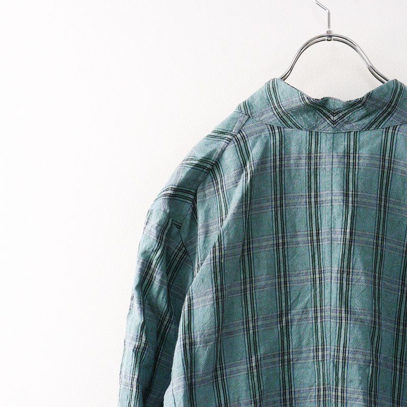 美品 ヴラスブラム Vlas Blomme Pale blue check アトリエコート F  