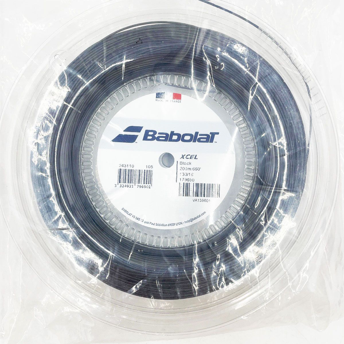 ♥ バボラ XCEL エクセル 130 硬式 テニス ストリング ガット 200m ロール ブラック 243110 BABOLAT
