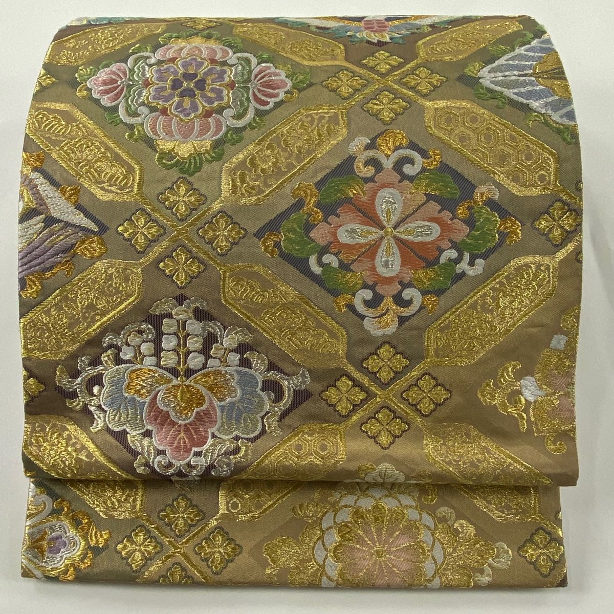 袋帯 秀品 向鶴 花菱 金銀糸 箔 金色 六通 正絹 【中古】 - メルカリ
