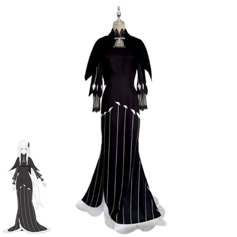Re ゼロから始まる異世界生活 エキドナ コスプレ衣装 魅惑の魔女風 デザイン エキドナ コスプレ衣装 魔女服 ロングドレス フルセット レディース用 撮影用 舞台用 演出用 高品質素材 ハロウィン イベント 学園祭 推し活 プレゼントに最適