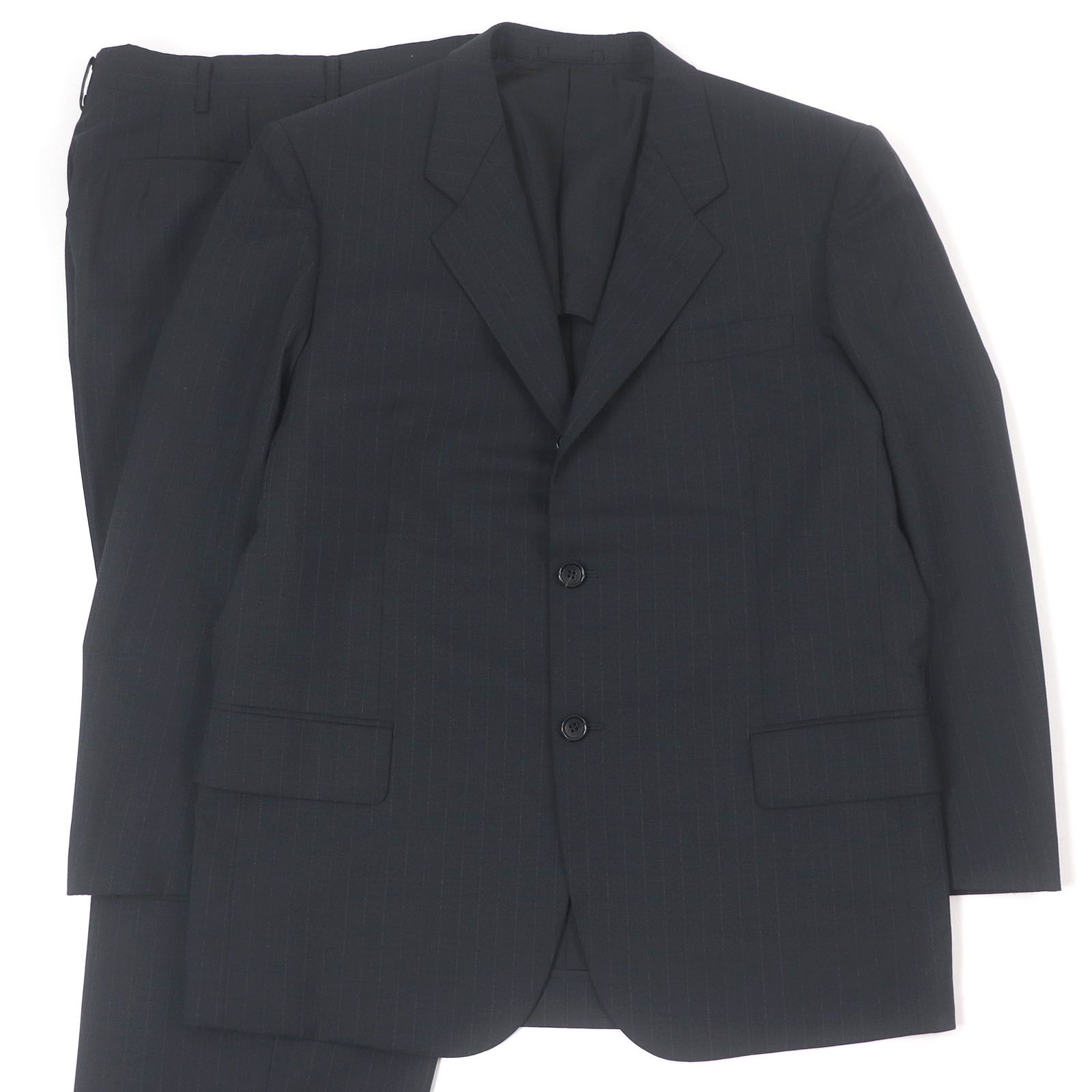 □COMME des GARCONS HOMME DEUX コムデギャルソン オム ドゥ ヴィンテージ DE-J017 ウール100％ 02SSアーカイブ ストライプ シングルスーツ セットアップ ブラック M メンズ