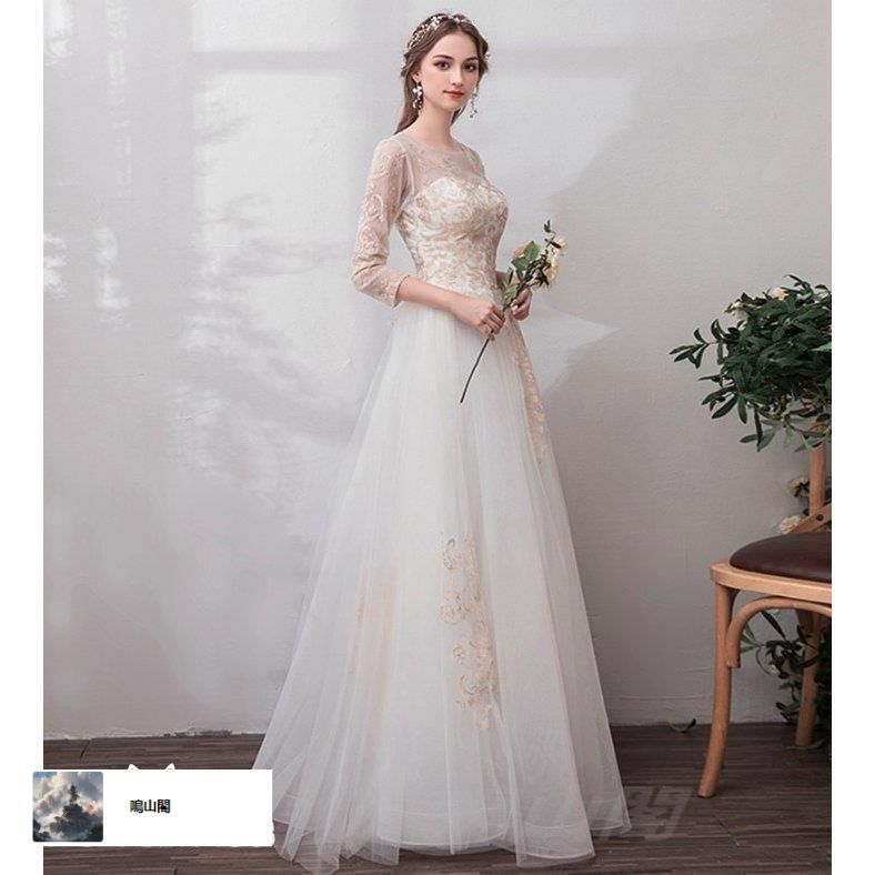 ウエディングドレス 大きいサイズ 3L 小さいサイズ 白 ロングドレス スレンダーライン マキシ丈 袖あり 長袖 二次会 花嫁 透け感 レース 刺WP 104 MAAHADDERANG_COM