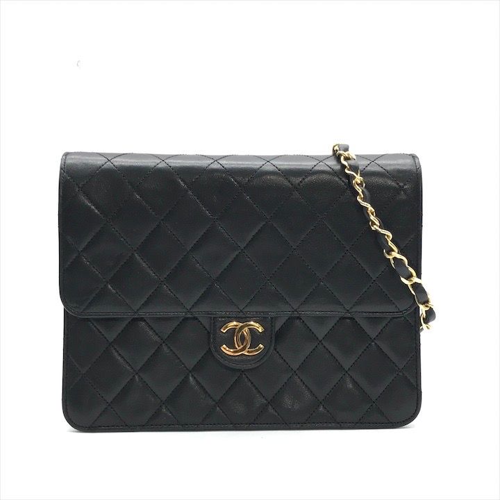 CHANEL シャネル マトラッセ ラムスキン ココマーク プッシュロック ゴールド金具 ショルダー バッグ ブラック 黒 ブランド k5491