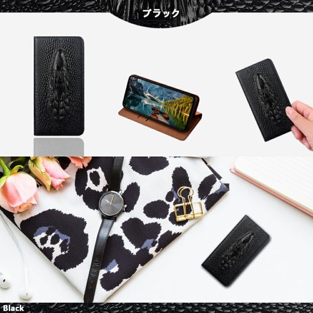 スマホケース CA8104] XPERIA XZs ケース 手帳型 本革 鰐柄 ワニ Caiman