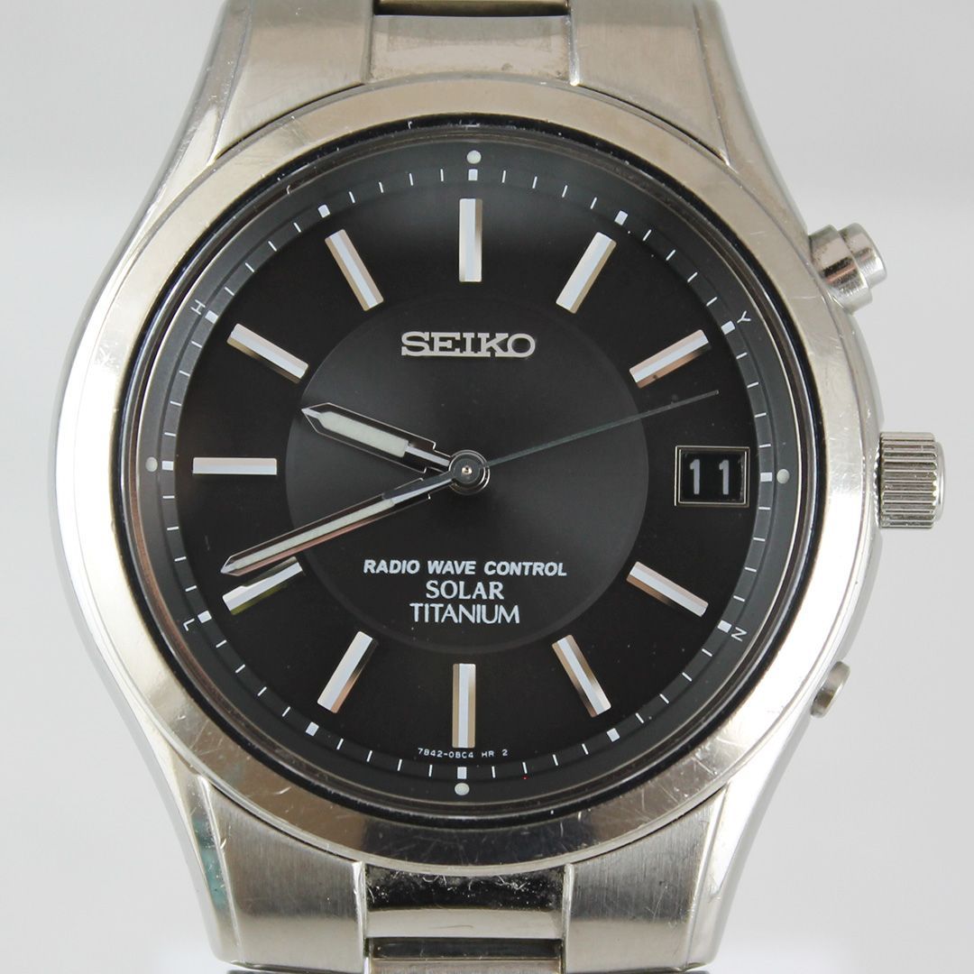 中古 】SEIKO セイコー SBTM193 ソーラー 電波 腕時計 メンズ チタン製