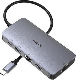 バッファロー USB-C ハブ 6-in-1 USB PD 85W HDMI 4K VGA USB-C×1 USB-A×2 USB3.2 Gen1 5Gbps 高速転送 LAN Gigaドッキングステーション LUD-U3-CU302SV|N