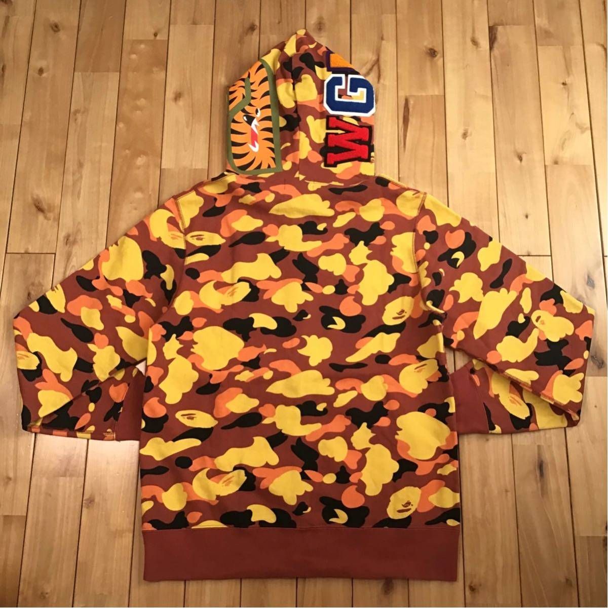 ★XL★ オレンジカモ シャーク パーカー shark full zip hoodie a bathing ape BAPE エイプ ベイプ  アベイシングエイプ 迷彩