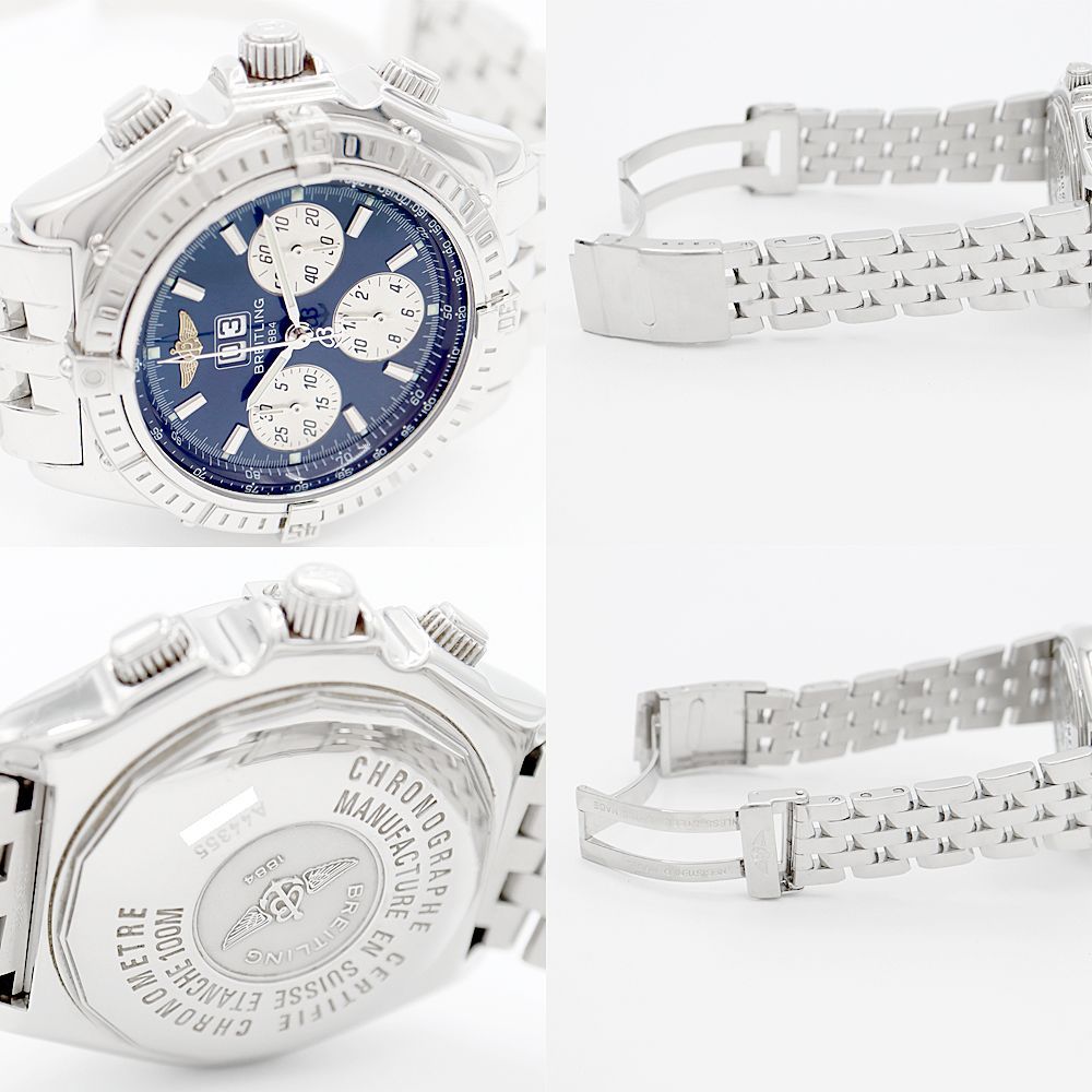 BREITLING ブライトリング クロスウィンド スペシャル ビッグデイト A44355 A445C16PAS クロノグラフ 100m防水 青 ブルー SS ステンレス メンズ 自動巻き【6ヶ月保証】【腕時計】【中古】 BREITLING ブライトリング クロスウィンド スペシャル ビッグデイト