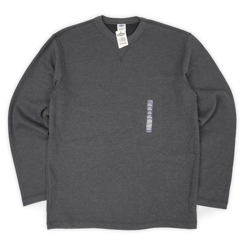 オールドネイビー OLD NAVY 未使用 デッドストック 00s 2000年代 コットンニット カットソー ニットソー 無地 前V 旧タグ ロンT ヴィンテージ アメリカ 古着 メンズ ニット セーター チャコールグ