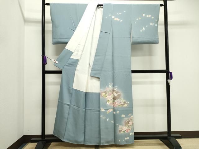 平和屋着物○上質な小紋 草花文 金通し地 正絹 逸品 CAAW3710vf