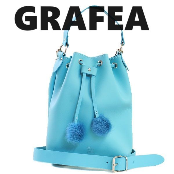 GRAFEA グラフィア CHERIE SKY BLUE レザー バケット ショルダー ハンドバッグ レディース