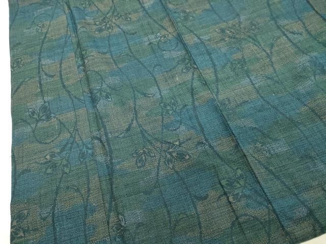 平和屋着物○本場結城紬 重要無形文化財 100亀甲 草葉文 正絹 逸品