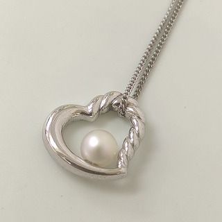 MIKIMOTO ミキモト シルバー パール オープンハート ネックレス