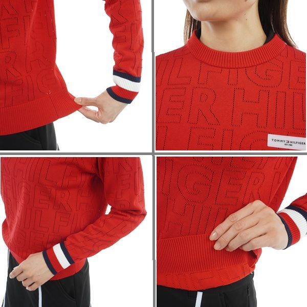 トミーヒルフィガー ゴルフ レディースドットロゴ クルーネックニット