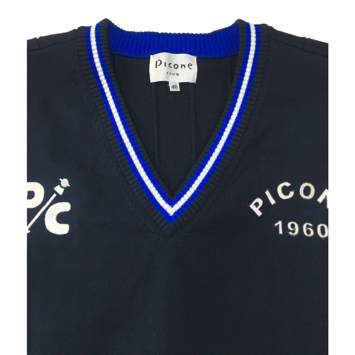 coco 中古 ピッコーネクラブ PICONE CLUB メンズ ベスト 48(L) 濃紺 ネイビー Vネックニット シンプル 中古 メンズ ピッコーネクラブ PICONE CLUB ベスト 48(L) 濃紺