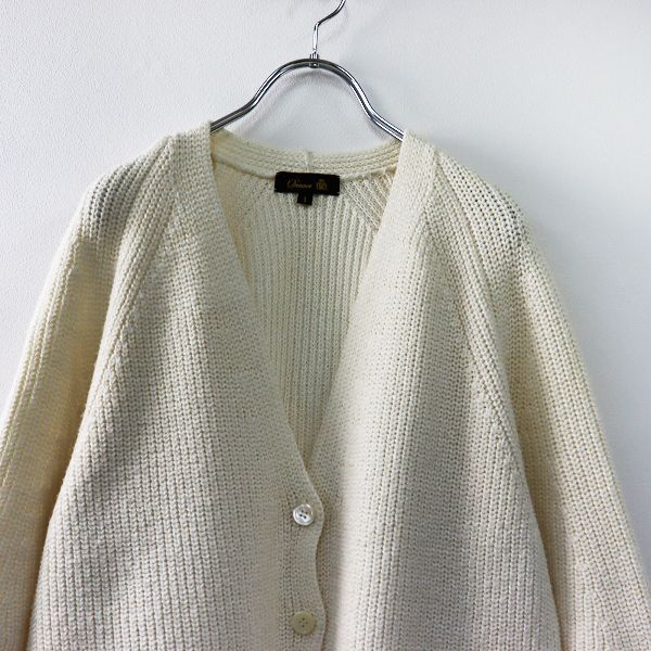 2021年 LOOK掲載 Drawer ドゥロワー 7G畦編みカーディガン 1/ホワイト  